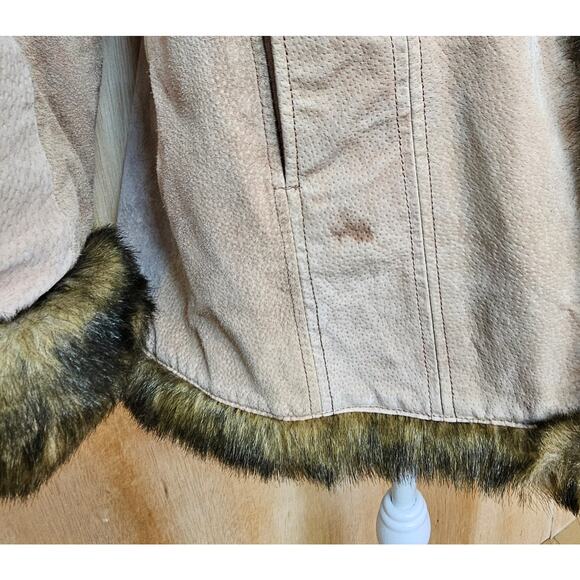Jamie Nicole Collection 100% Genuine Leather Jacket With Fur Trim Size‎ Medium - Picture 4 of 11